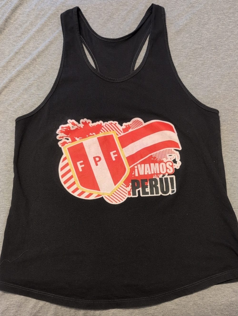 Vamos Peru Futbol Cotton Tank- mens Medium Black
